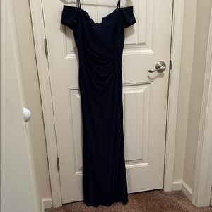 Elegant Navy Off-Shoulder Dress Size 6